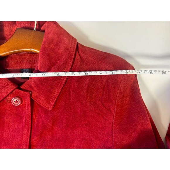 Vintage Red Suede Leather Jacket by Jaclyn Smith Button-Front Womens Size M - Picture 9 of 12